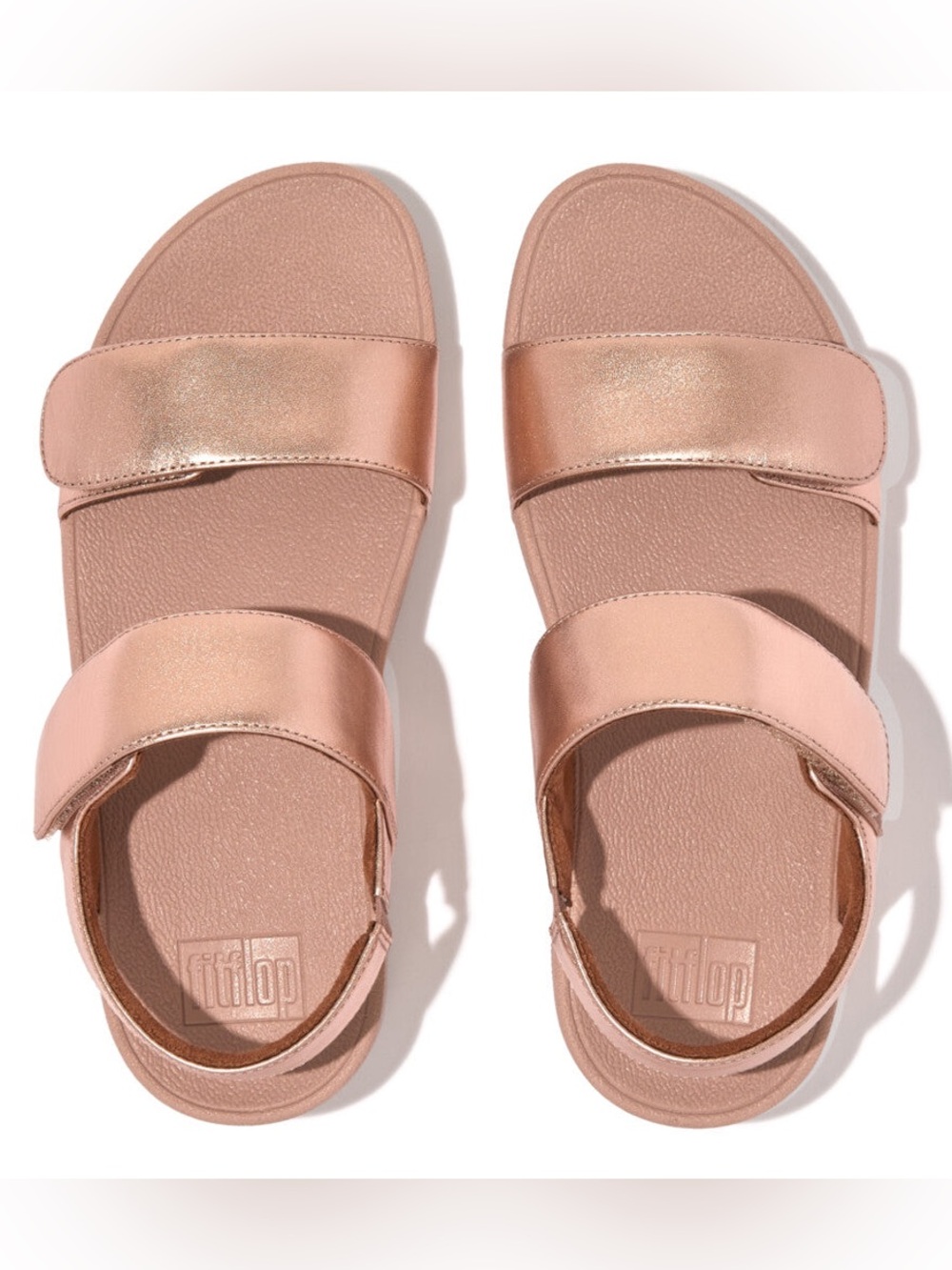 Fitflop Lulu rose gold adjustable sandals size 8 leather comfort shoes